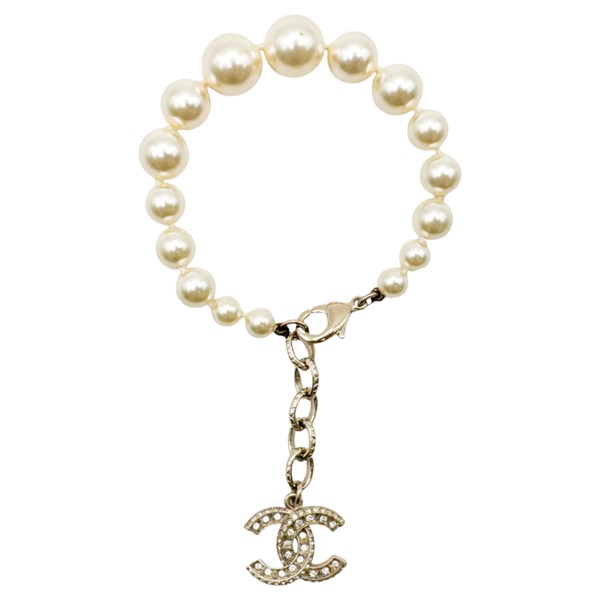 金色鍍金 雙C 珍珠 pearl bracelet 手環 手鍊【CHANEL 香奈兒】