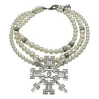 方塊水晶 雙C 珍珠 項鍊【CHANEL 香奈兒】