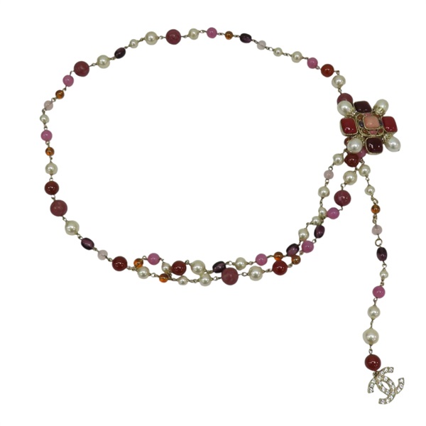 粉/白色 串珠 腰鍊【CHANEL 香奈兒】