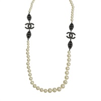 黑色金屬 珍珠 項鍊【CHANEL 香奈兒】