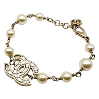 金色鍍金 雙C 珍珠 手環 手鍊【CHANEL 香奈兒】