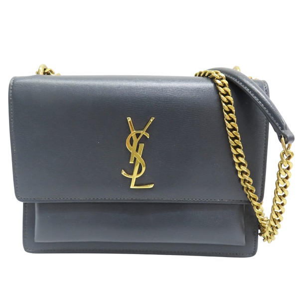 灰色 牛皮 鏈帶肩背包【SAINT LAURENT 聖羅蘭】