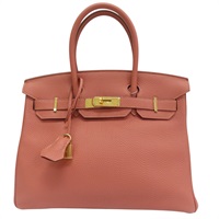 瑰麗粉 Togo牛皮 Birkin 30 柏金包 手提包 □Q刻 金釦【HERMES 愛馬仕】