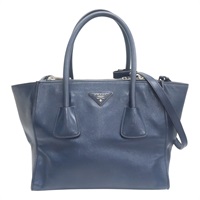 深藍色 牛皮 tote bag 兩用包【PRADA 普拉達】 B2625M
