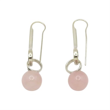 925純銀 粉晶 勾式耳環【GEORG JENSEN 喬治傑生】