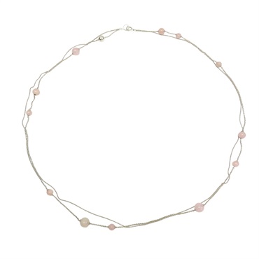 925純銀 粉晶圓珠 項鍊【GEORG JENSEN 喬治傑生】