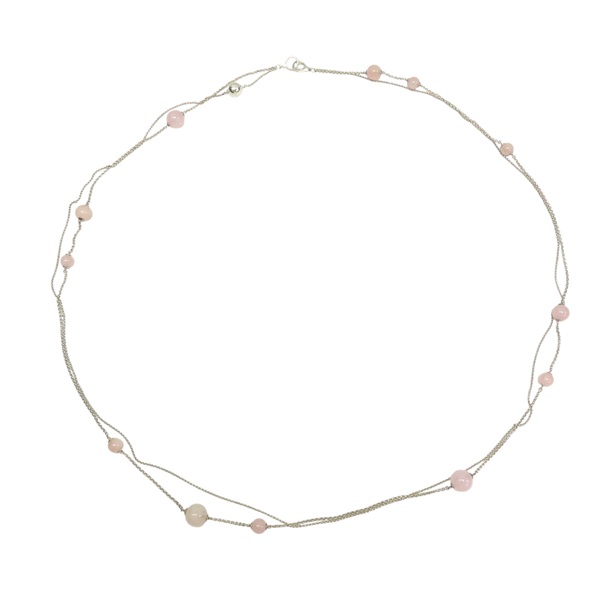 925純銀 粉晶圓珠 項鍊【GEORG JENSEN 喬治傑生】