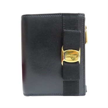 黑色 牛皮 金扣 兩折短夾【Salvatore Ferragamo 費拉格慕】
