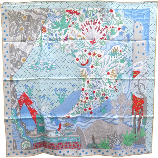 藍色 Le Premier Chant 絲綢 絲巾 90【HERMES 愛馬仕】