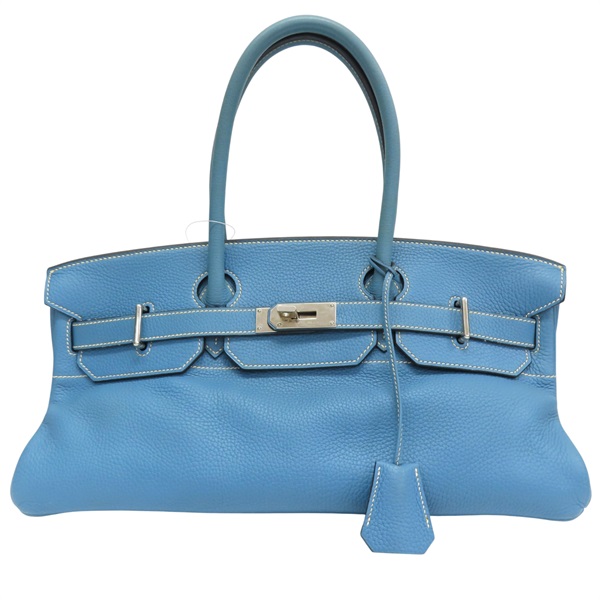 牛仔藍 Togo牛皮 Shoulder Birkin 42 JPG 手提包 I口刻 無鎖頭【HERMES 愛馬仕】