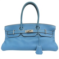 牛仔藍 Togo牛皮 Shoulder Birkin 42 JPG 手提包 I口刻 無鎖頭【HERMES 愛馬仕】