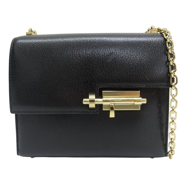 黑色 山羊皮 Verrou mini 肩背包 D刻 金釦【HERMES 愛馬仕】