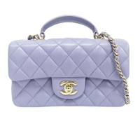 紫色 菱格紋 羊皮 手把 鏈帶 肩背包【CHANEL 香奈兒】 AS2431
