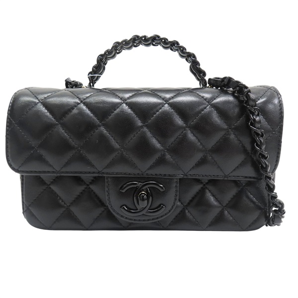 黑色 牛皮 手把 鏈帶 肩背包【CHANEL 香奈兒】 AS5243
