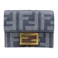 灰色 提花帆布 金扣 三折短夾 8M0395【FENDI 芬迪】 8M0395