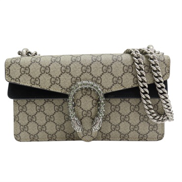 烏木色 PVC帆布 鏈帶肩背包【GUCCI 古馳】 499623