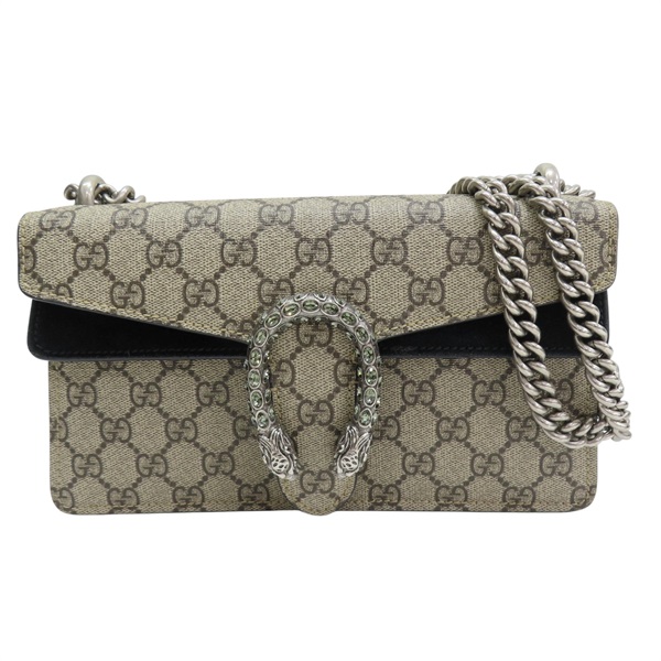 烏木色 PVC帆布 鏈帶肩背包【GUCCI 古馳】 499623