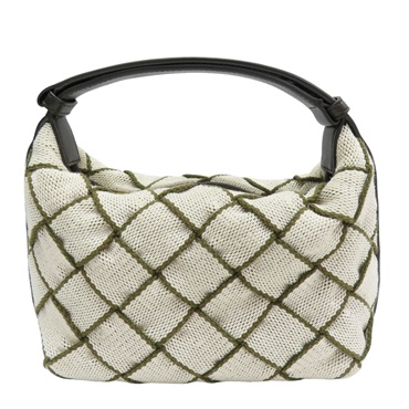 米色帆布 綠線 手提包【BOTTEGA VENETA BV 寶緹嘉】