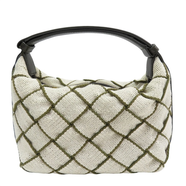 米色帆布 綠線 手提包【BOTTEGA VENETA BV 寶緹嘉】