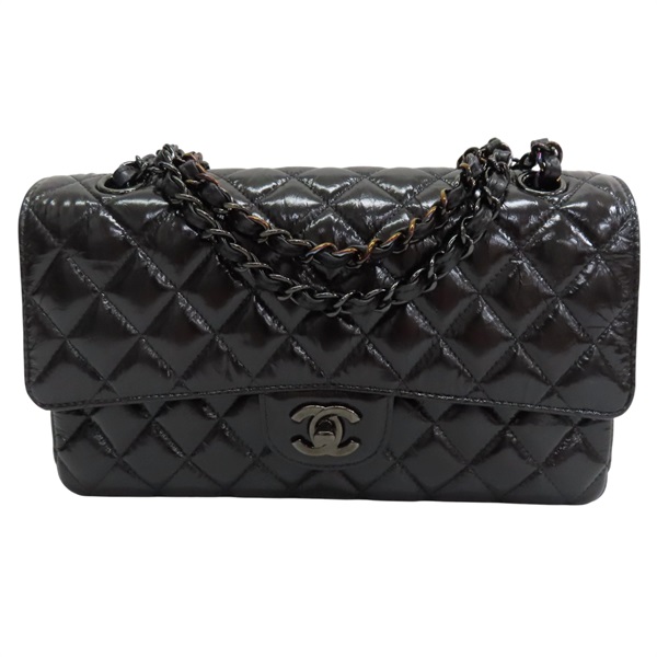 黑色 臘光牛皮 COCO25 鏈帶肩背包【CHANEL 香奈兒】 A01112