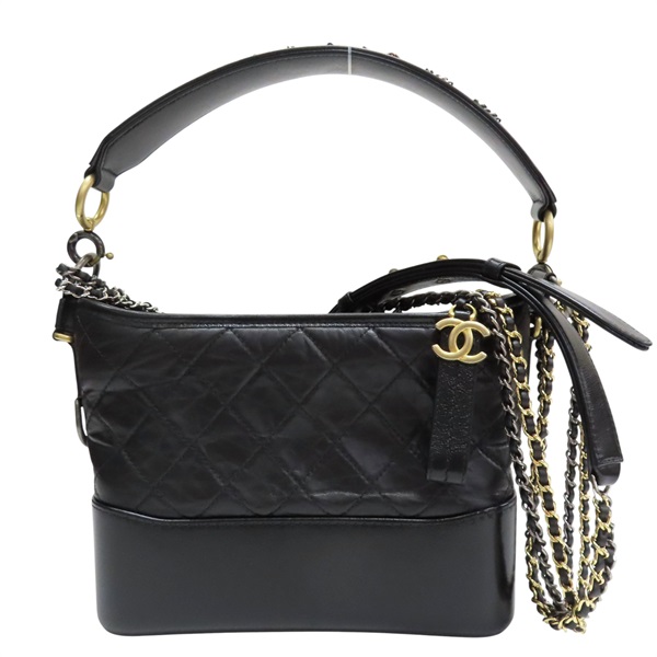 黑色 牛皮 Gabrielle Hobo 流浪包 鏈帶肩背包【CHANEL 香奈兒】 AS1582