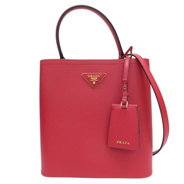 紅色 牛皮 水桶包 兩用包【PRADA 普拉達】 1BA212