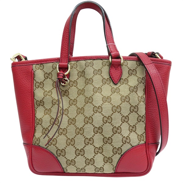 緹花帆布 紅色牛皮飾邊 肩背包【GUCCI 古馳】 449241