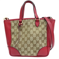 緹花帆布 紅色牛皮飾邊 肩背包【GUCCI 古馳】 449241