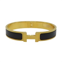 金色 霧面合金 Clic H 黑色 琺瑯 手環 【HERMES 愛馬仕】