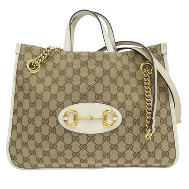 白色 緹花帆布 1955 Horsebit 肩背包【GUCCI 古馳】 621144