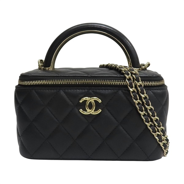 黑色 菱格紋 Top Handle Vanity 化妝箱 肩背包【CHANEL 香奈兒】