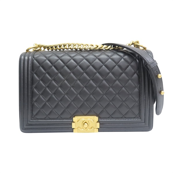 黑色 菱格紋 羊皮 Boy 28 肩背包【CHANEL 香奈兒】 A92193