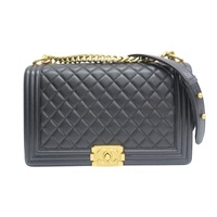 黑色 菱格紋 羊皮 Boy 28 肩背包【CHANEL 香奈兒】 A92193