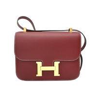 愛馬仕紅 牛皮 CONSTANCE 23 康康包 肩背包 □G刻【HERMES 愛馬仕】