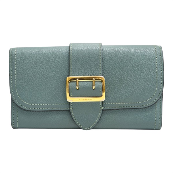 綠色牛皮 扣式 長夾【BURBERRY 巴寶莉】