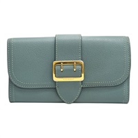 綠色牛皮 扣式 長夾【BURBERRY 巴寶莉】