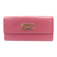 粉紅色 牛皮 Wallet 扣式長夾【Salvatore Ferragamo 費拉格慕】