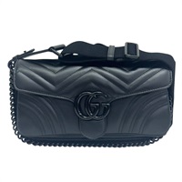 黑色 牛皮 肩背包【GUCCI 古馳】 734814