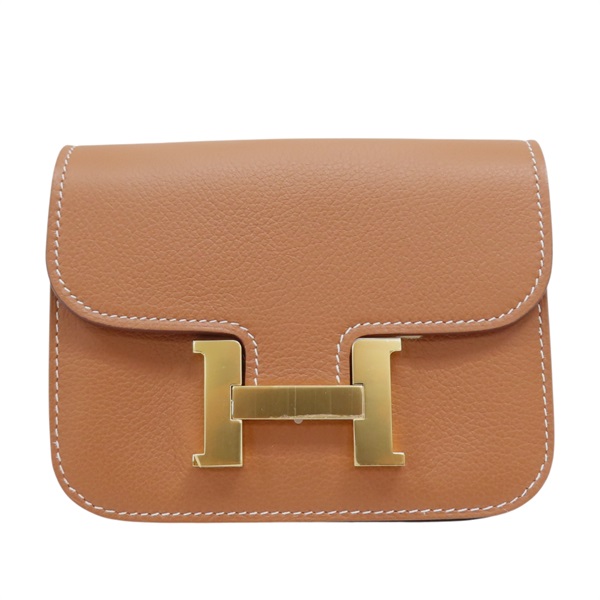 金棕色 Evercolor牛皮 Constance Slim 中夾 W刻 金扣【HERMES 愛馬仕】