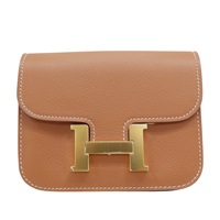 金棕色 Evercolor牛皮 Constance Slim 中夾 W刻 金扣【HERMES 愛馬仕】