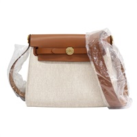 棕色牛皮 米白色帆布 Mini Herbag zip 20 肩背包 K刻【HERMES 愛馬仕】