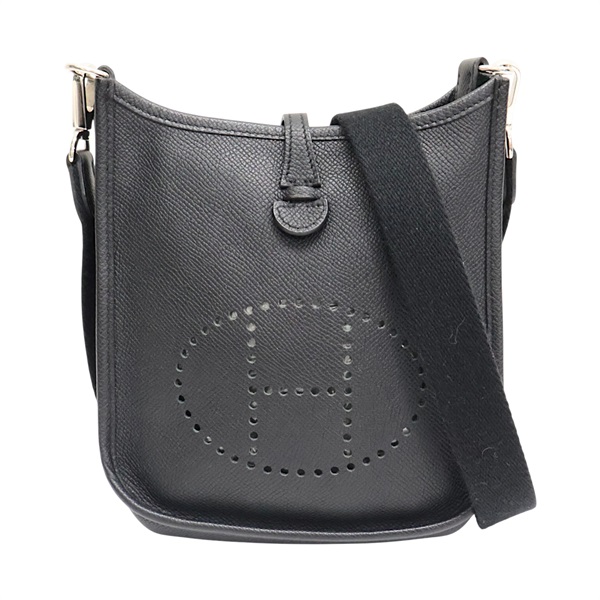 黑色 Epsom牛皮 Evelyne 16 肩背包 A刻 銀扣【HERMES 愛馬仕】