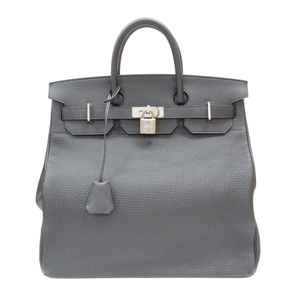 黑色 Togo牛皮 Hac Haut A Courroies 40 手提包 U刻 銀扣【HERMES 愛馬仕】