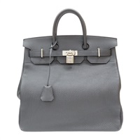 黑色 Togo牛皮 Hac Haut A Courroies 40 手提包 U刻 銀扣【HERMES 愛馬仕】