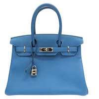 藍色 牛皮 Birkin 30 手提包 T刻印【HERMES 愛馬仕】