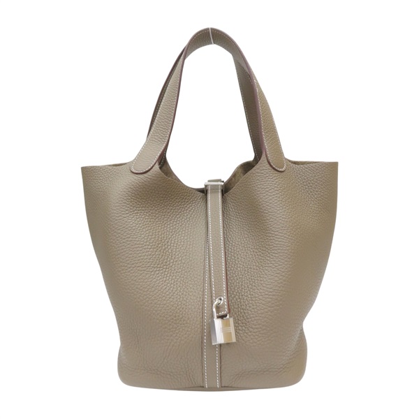 棕色 牛皮 Picotin Lock 22 手提包 Z刻/18/PHW【HERMES 愛馬仕】