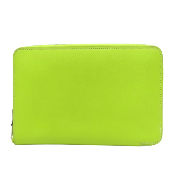 檸檬綠 Epsom牛皮 Azap Combine 拉鍊長夾 □O刻 銀扣【HERMES 愛馬仕】