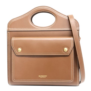 棕色 牛皮 mini pocket bag 肩背包【BURBERRY 巴寶莉】 8014776