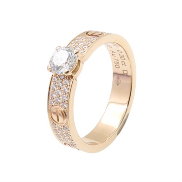 18K玫瑰金 鑽石 Solitaire Paved Diamond Ring 戒指【Cartier 卡地亞】 CRN4777648