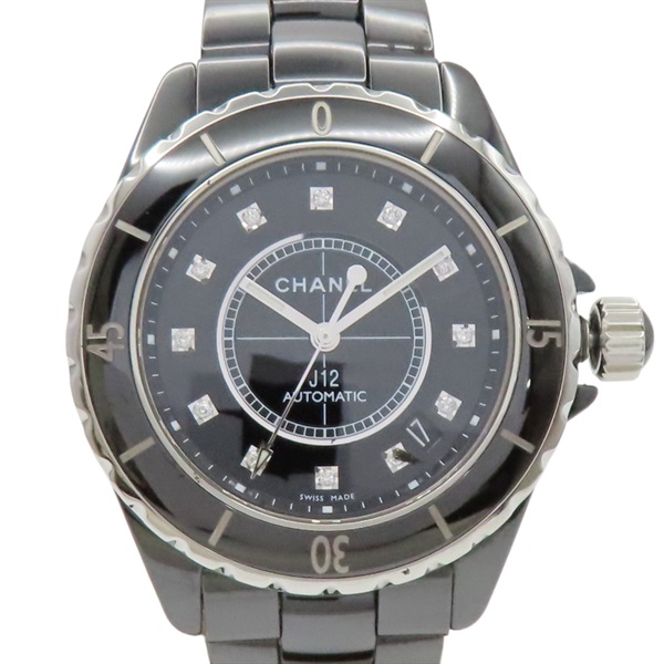 黑色錶盤 陶瓷 12P鑽石 J12腕錶【CHANEL 香奈兒】 H1626